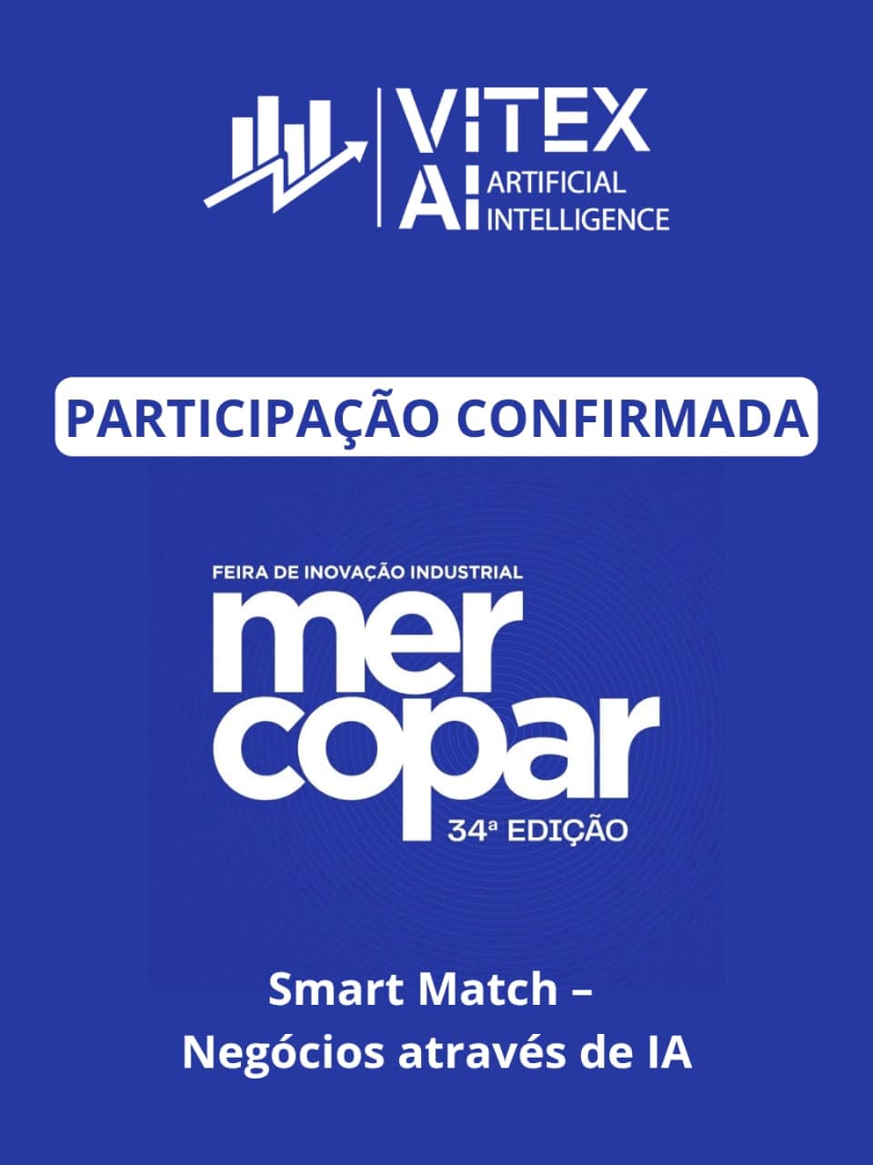 Imagem ilustrativa da Vitex AI na Mercopar com destaque para o projeto Smart Match e Inteligência Artificial